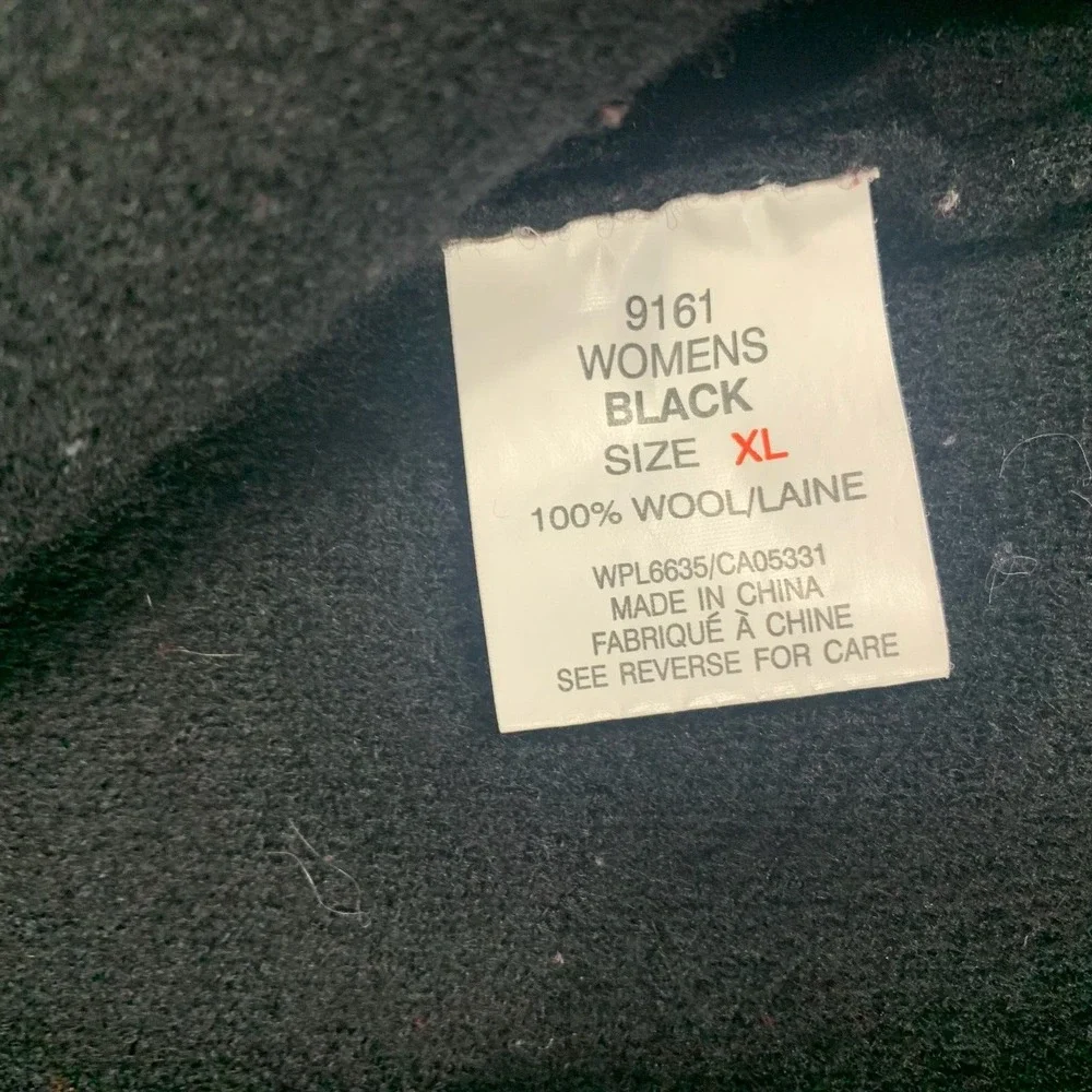 VTG Woolrich Sweater Vest Womens XL Black Wool Vest Patches Cottage Core Grandma - Picture 9 of 12